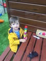 Child building a tower with blocks